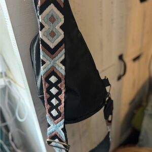 Black Crossbody Bag with Geometric Strap